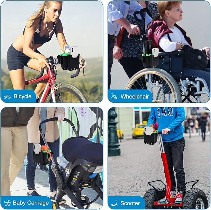 Accmor Stroller Cup Holder with Phone Holder, Universal Cup Holder, Bike Cup Holder, 360° Rotatable Large Caliber Drinks Holder for Stroller, Bike, Wheelchair, Walker-CubbioJoy