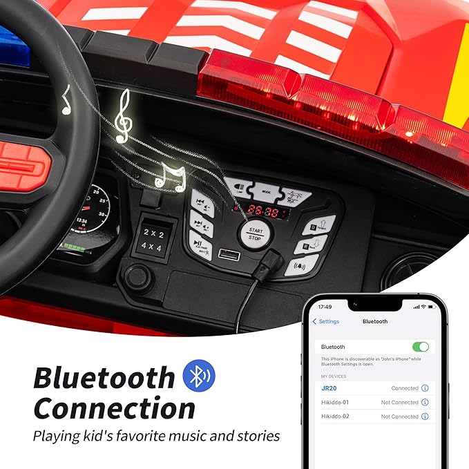 24V 10Ah Electric Police Car Ride on Toy for Big Kids, 4WD 2 Seater Kids Ride on Car SUV w/Remote Control, 4x200W Motors - Red-CubbioJoy