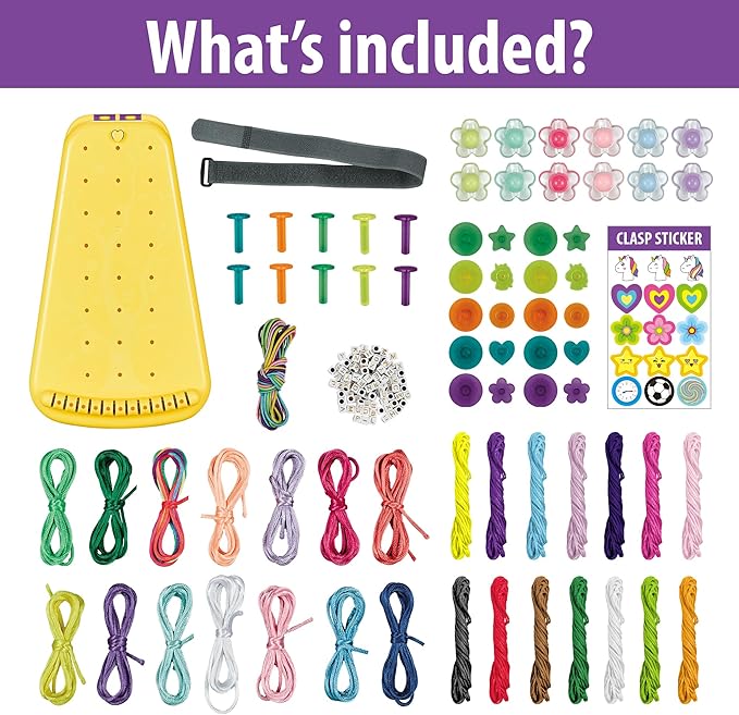 Chilpals Friendship Bracelet Making Kit for Girls,Arts and Crafts for Kids Ages 8-12,Birthday Gifts Ideas for Girl 7 8 9 10 11 Year Old - 2 in 1 Bracelets String Maker Toys Set (Yellow)-CubbioJoy