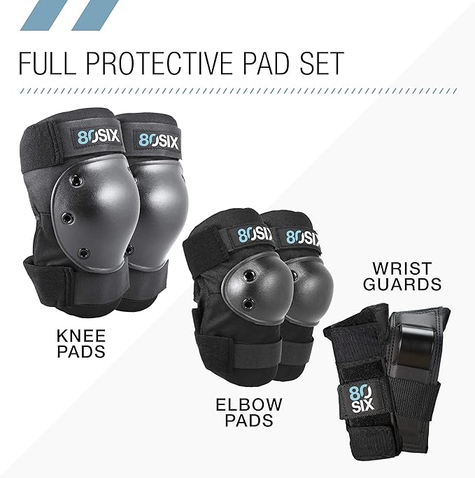 80Six Kids Multi-Sport Pad Set with Wristguards, Elbow Pads, and Knee Pads, Designed by Industry Leading Brand Triple 8-CubbioJoy