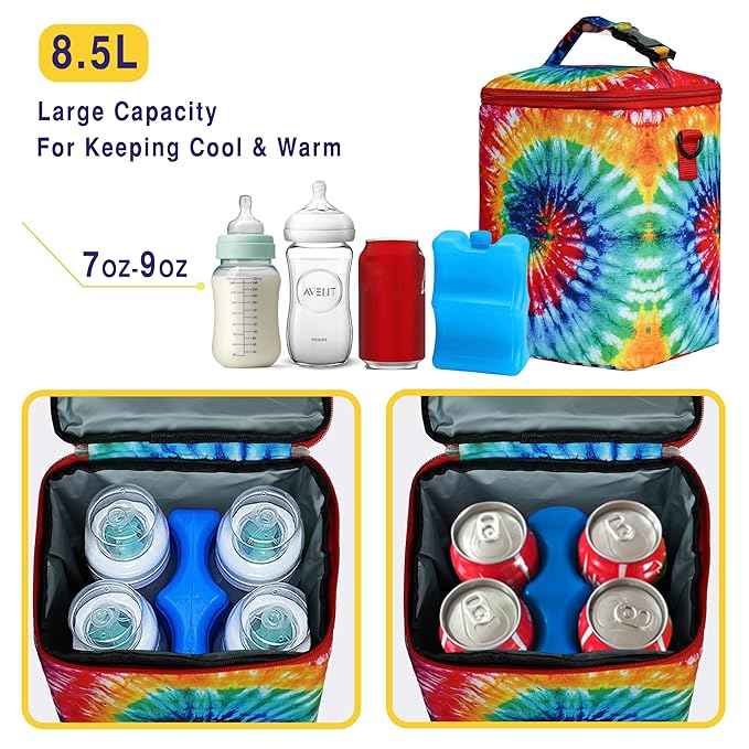 Breastmilk Cooler Bag with Ice Pack - Fits 4 Bottles Up to 9 Ounce - Insulated Baby Bottle Cooler on The Go with Strap-CubbioJoy