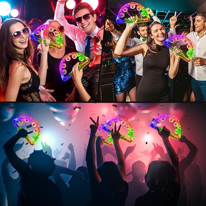 Aywewii LED Tambourine for Kids & Adults, Light Up Toys Handheld Musical Flashing Tamborine with 3 Modes, Sensory Toys Autism Toys for Birthday, Christmas, Concerts & Party-CubbioJoy