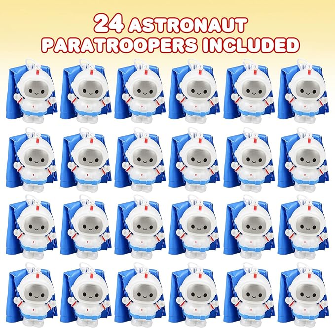 ArtCreativity 24-Pack / 2" Mini Astronaut Paratroopers – Durable Parachute Toys for Kids – Space-Themed Party Favors, Astronaut Piñata Fillers, and Goodie Bag Toys-CubbioJoy