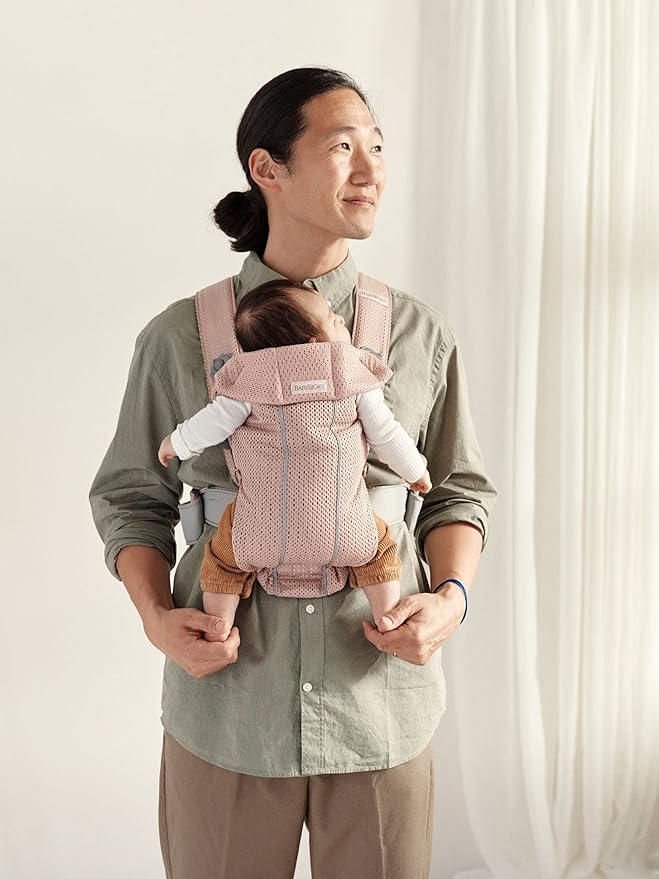 BabyBjörn Baby Carrier Mini, 3D Mesh, Dusty Pink | Newborn Carrier (7-25 lbs), Ergonomic, Easy-to-Use-CubbioJoy