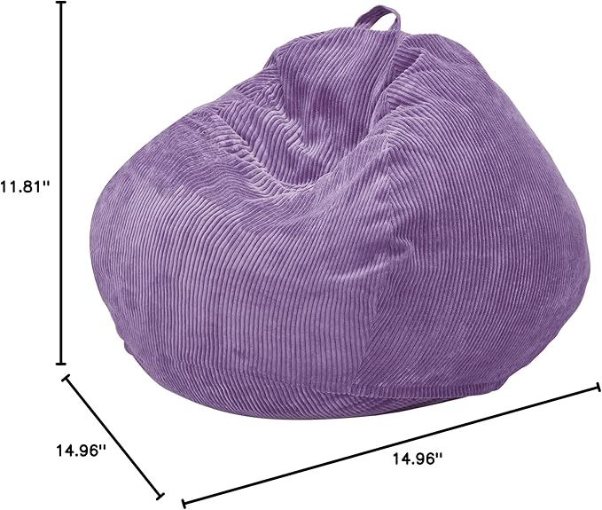 3.5FT Bean Bag Chairs Teardrop Bean Bag Chair for Adults Beanbag Chair with Memory Foam Filled Machine Washable Cover for Living Room, Bedroom (Large,Purple)-CubbioJoy