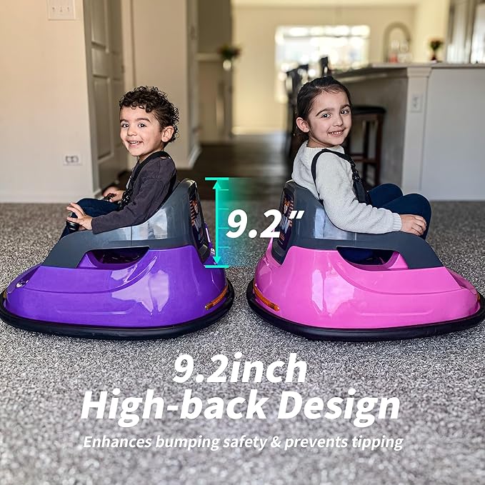 12V Kids Electric Bumper Car, Baby Bumper Car for Toddlers w/Remote Control, 360° Spinning - Purple-CubbioJoy