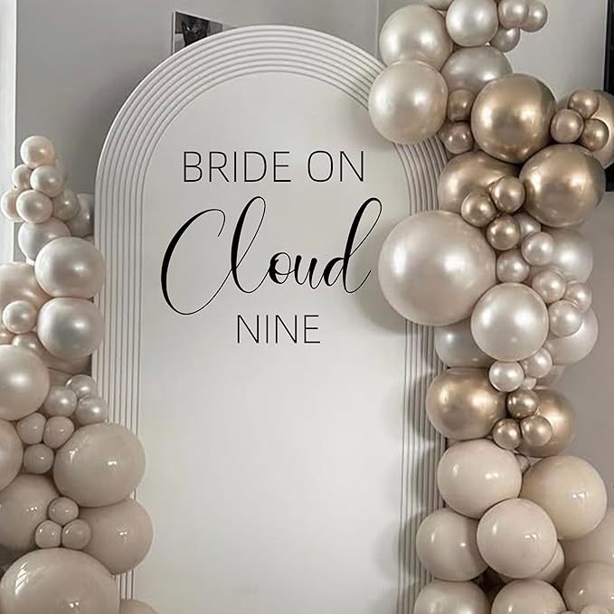 Bride On Cloud Nine Decal - Bride Shower Party Decorations, Wedding Engagement Bride-to-Be Bachelorette Party Supplies, Balloon Arch Background Wall Decor Cloud Sign Decal(Cloud Nine Decal)-CubbioJoy