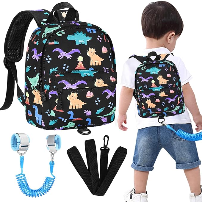 Accmor Toddler Backpack Leash, Cute Dinosaur Kids Backpack with Anti Lost Wrist Link, Mini Child Backpack Leash Baby Walking Harness for Outdoor Travel, Adorable Backpack Tether for Boys-CubbioJoy