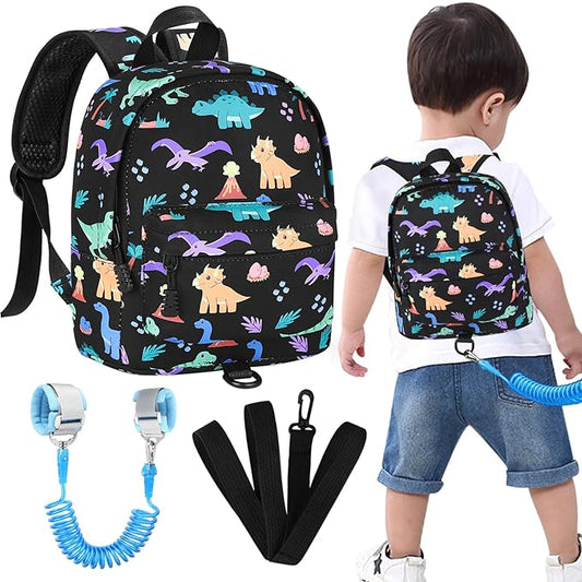 Accmor Toddler Backpack Leash, Cute Dinosaur Kids Backpack with Anti Lost Wrist Link, Mini Child Backpack Leash Baby Walking Harness for Outdoor Travel, Adorable Backpack Tether for Boys-CubbioJoy