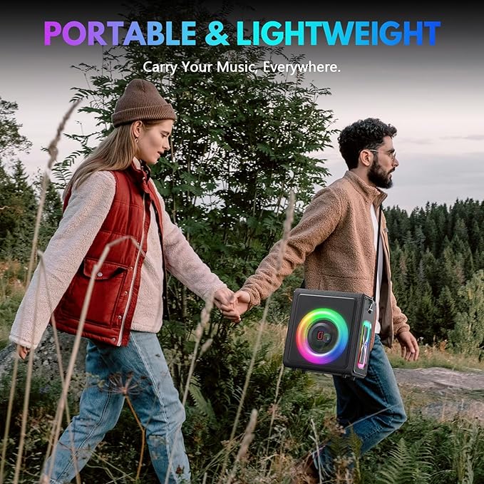 Karaoke Machine, Portable Bluetooth 5.3 Speaker with 2 Wireless Microphones for Adults, PA System with Pitch Correction & Echo Adjustment, Supports TWS/TF Card/USB/AUX/Live for Home Party-CubbioJoy