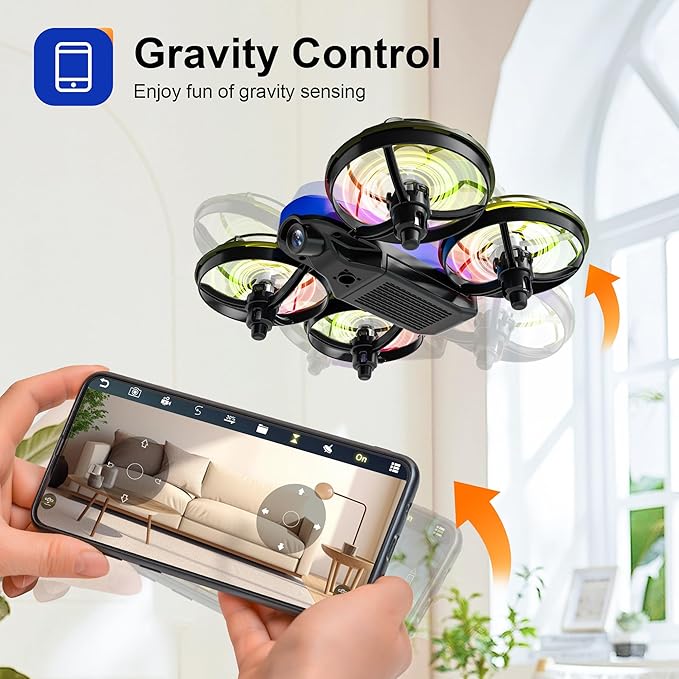 Drones for Kids with Camera,Rc Drone Indoor Small Helicopter,Birthday Gifts for Boys and Girls Beginners Friendly,Mini Quadcopter Toy With 2 Batteries,Propeller Protect,Altitude Hold-CubbioJoy