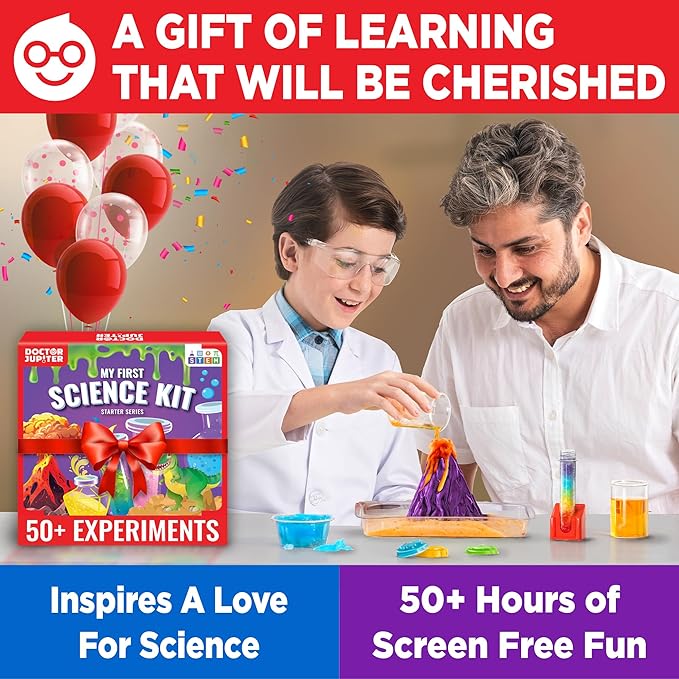Doctor Jupiter My First Science Kit, Chemistry Set for Kids Ages 4-5-6-7-8 | Birthday Gift Ideas for 4+ Year Old Boys & Girls | Toy Stem Kit with 50+ Experiments | Learning & Educational Projects-CubbioJoy