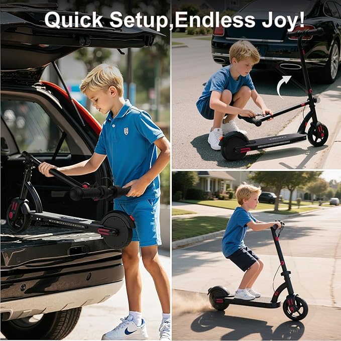 Caroma Electric Scooter for Kids Ages 6-12,150W/180WMotor,10 MPH Max Speed & 7 Miles,Colorful Lights,Adjustable Height & Speed,LED Display,Foldable Kids Electric Scooter 132 Lbs Max Load,Idea Gift-CubbioJoy