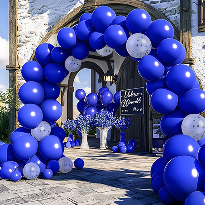 JOYIN 150 Pcs Royal Blue Balloons, Different Sizes 18 12 10 5 Inch Royal Blue Latex Balloon Arch Kit with Instruction for Birthday Party Graduation Wedding Holiday Decoration-CubbioJoy
