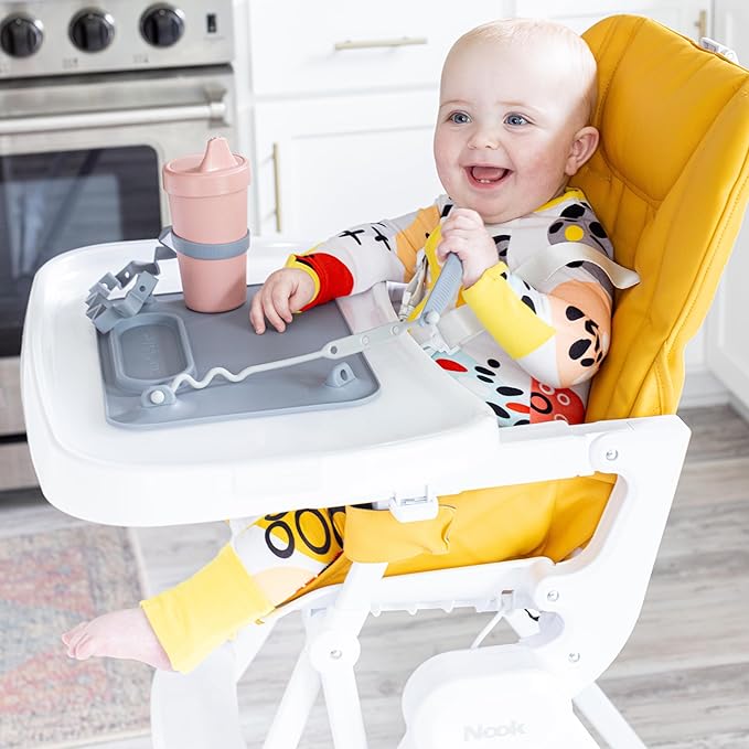 Busy Baby Bottle Bungee - Sippy Cup Strap - Keeps Bottles and Sippy Cups Off The Floor - Food Grade Silicone - Dishwasher Safe (Tan)-CubbioJoy