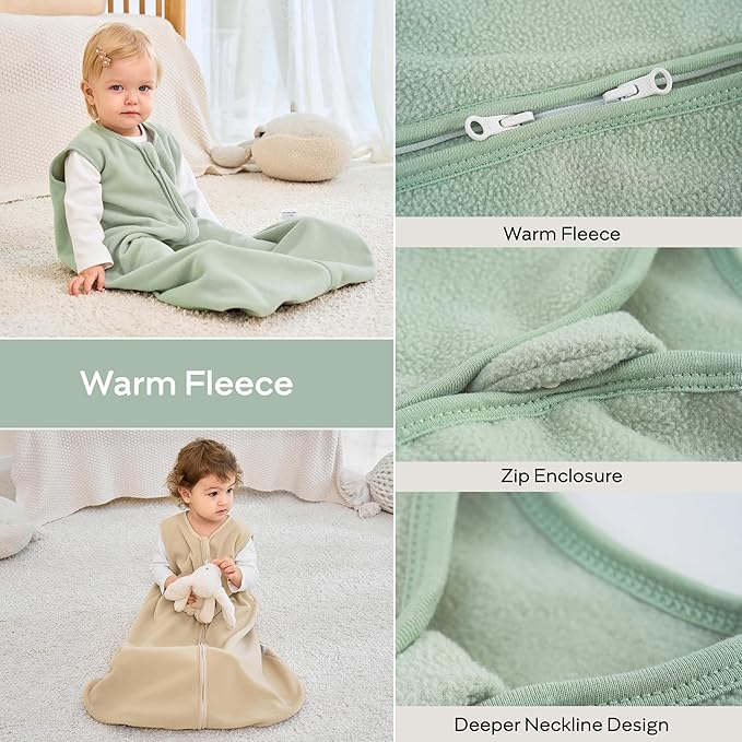 JELLYMONI Fleece Baby Sleep Sack 18-24 Months, 2 Pack 1.5 TOG Baby Wearable Blanket Winter Infant Sleeping sack with 2-Way Zipper, Warm Toddler Sleep Sack-CubbioJoy