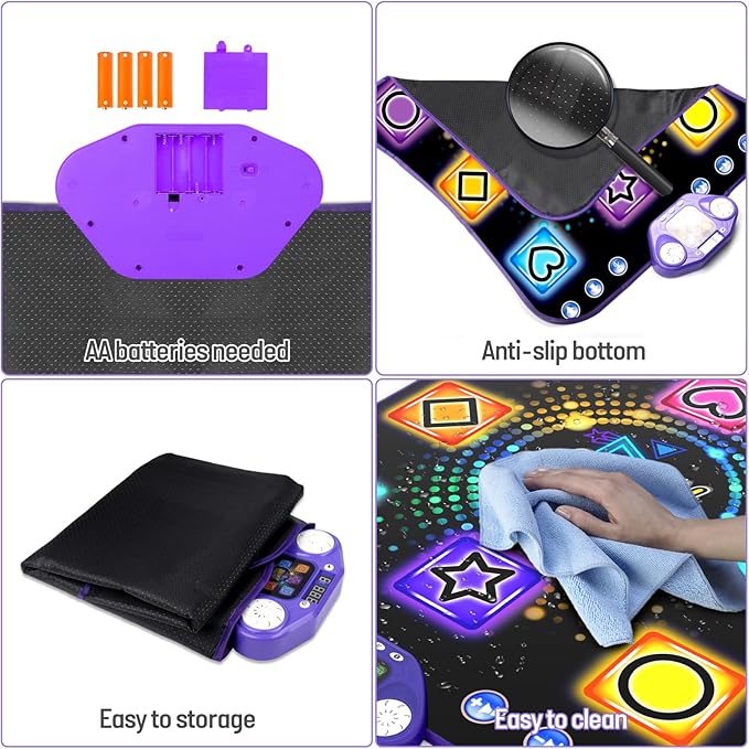 Dance Mat Toys for 3-12 Year Old Girls - Light Up 8 Buttons Dance Mat for Kid Age 4-8 Bluetooth Dance Pad - Kids Toy 8-12 Year Olds, Birthday for 3 4 5 6 7 8 9 10+ Year Old Boys Kids-CubbioJoy