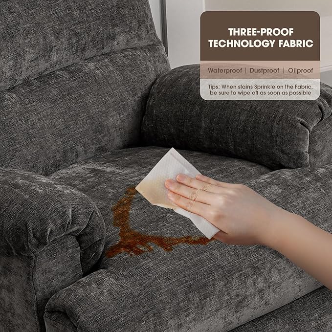 Dark Grey Glider Rocker Recliner,Swivel Rocking Recliner Chair,Glider Rocking Chair,Reclining Sofa Rocking Chair Nursery,23 Inches Deep Seat & 27 inches High Back,for Living Room-CubbioJoy