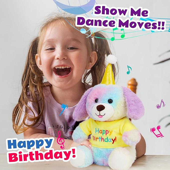 Cuteoy Happy Birthday Dog Musical Stuffed Animal Shaking Singing Dancing Plush Puppy Toy Electric Interactive Animated Plushies Gifts for Kids Girls Boys-CubbioJoy