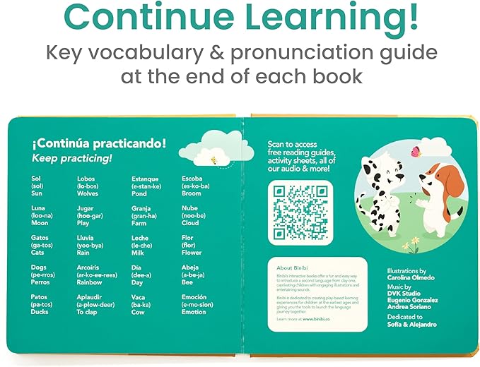 Binibi Spanish Musical Book for Toddlers Sol Solecito & Other Nursery Rhymes | Spanish Learning for Kids | Bilingual Children's Sound Book | Libro en español para bebés-CubbioJoy