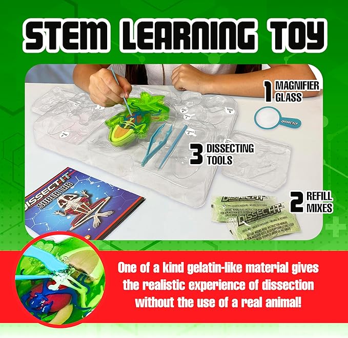 Dissect-It Kit for Kids, Simulated Synthetic Lab Dissection Toy, Frog Super Lab STEM Toys for Animal Science, Biology, and Anatomy-CubbioJoy