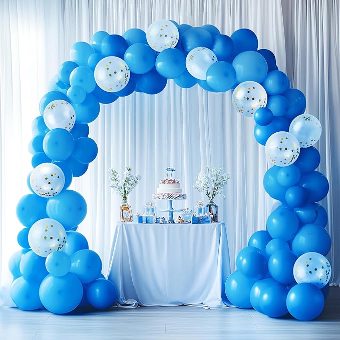 JOYIN 150 Pcs Light Blue Balloons, Different Sizes 18 12 10 5 Inch Light Blue Latex Balloon Arch Kit with Instruction for Birthday Party Graduation Wedding Holiday Decoration-CubbioJoy