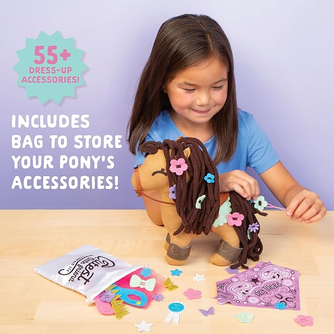 Craft-tastic - Make a Friend Pony - Mini Sewing Kit, Arts and Crafts, Kids Crafts, Art Supplies, Craft Kit Makes 1 Easy-to-Sew Stuffie with Clothes & Accessories, Bonus Travel Tote Included Ages 5+-CubbioJoy