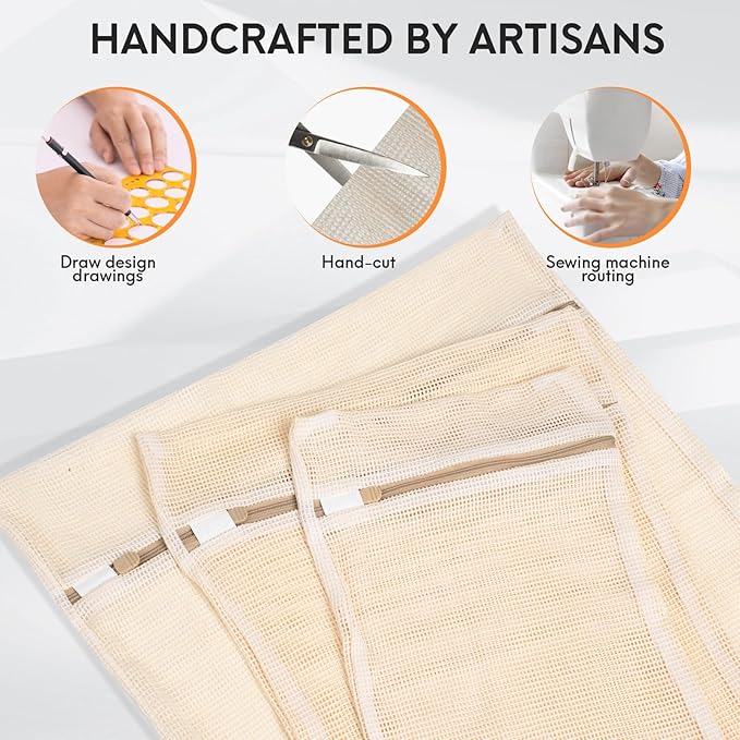 6-Piece Bag, Durable Cotton Mesh Laundry Bag, Sturdy Zipper, Breathable Mesh, Exquisite Laundry Bag for Underwear, Clothes, Pants, Shoes and Socks-CubbioJoy