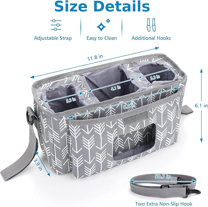 Accmor Universal Stroller Organizer with Insulated Cup Holder and Shoulder Strap, Stroller Bag Caddy Organizer Stroller Accessories for Uppababy, Baby Jogger, Nuna, Doona, Britax Strollers-CubbioJoy