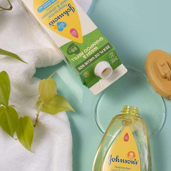 Johnson's Head-To-Toe Gentle Baby Body & Hair Wash, Tear-Free, Sulfate-Free & Hypoallergenic for Sensitive Skin, Value Size Refill, 33.8 fl. oz-CubbioJoy