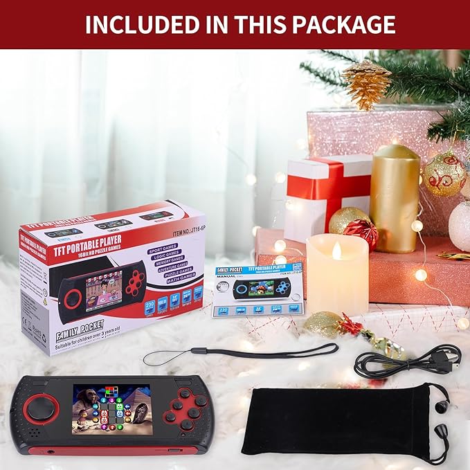 16 Bit Handheld Game for Kids Built-in 230 HD Classic Retro Video Games USB Rechargeable 3.0 Inch Childrens Travel Electronics Toys Portable Gaming Player System Gift for Boys Girls Ages 4-8-12-CubbioJoy