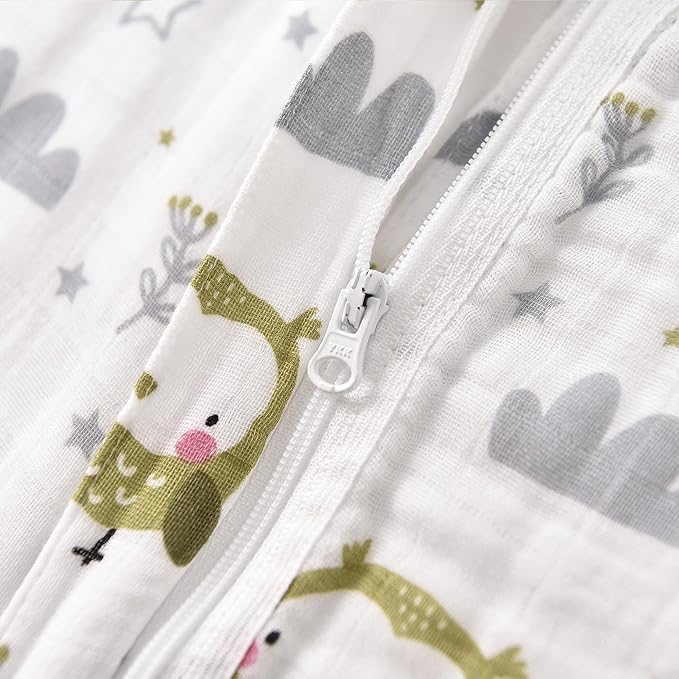 Baby Sleep Sack 2-4 T Baby Wearable Blanket 100% Organic Cotton 0.5 TOG Toddler Sleeping Sack 2- Way Zipper Soft Lightweight X-Large Owl-CubbioJoy