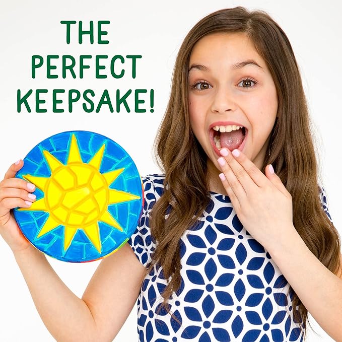 Creative Roots Mosaic Sun Stepping Stone Kit, Includes 7-Inch Ceramic Stepping Stone & 6 Vibrant Paints, DIY Garden Stone for Kids Ages 6+-CubbioJoy