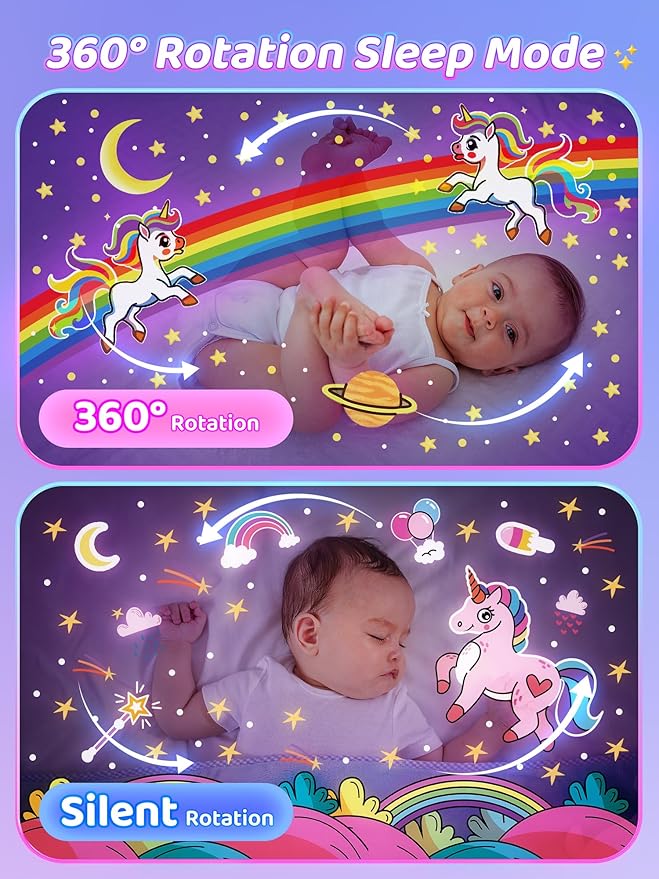 Carousel Night Light for Kids, 10 Music+15 Films+315 Colors Star Projector for Kids Night Light Projector,360°+Remote+1200mah Star Lights for Ceiling, Unicorn Toys for Girls Room Decor Princess Gifts-CubbioJoy