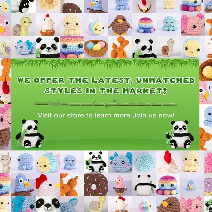 Crochetta Crochet Kit for Beginners, Crochet Kit w Step-by-Step Video Tutorials, Crochet Starter Kit Learn to Crochet Kits for Adults Kids Beginners, Crochet Kit Panda (40%+ Yarn Content)-CubbioJoy