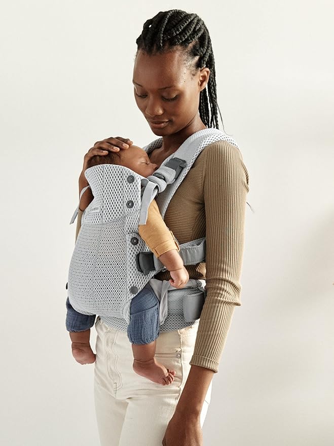 BabyBjörn Baby Carrier Harmony, Silver, 3D Mesh | 3-in-1 Ergonomic Baby Carrier; Newborn, Facing-In, Outward-Facing, and Back Carrying Positions Supported (7-40 lbs), Newborn to Toddler-CubbioJoy