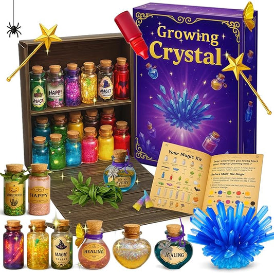 AMIZEY Fairy Potion Kit for Kids with Crystal Growing Toy - 20 Bottles - Gifts for Girls Ages 6-12-CubbioJoy