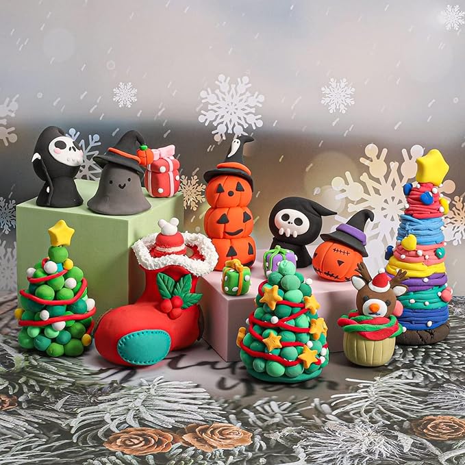 CiaraQ Modeling Clay Kit - 50 Colors Air Dry Clay with Sculpting Tools, Ideal for Crafting, DIY Projects. Easter/Halloween/Christmas Gifts-CubbioJoy