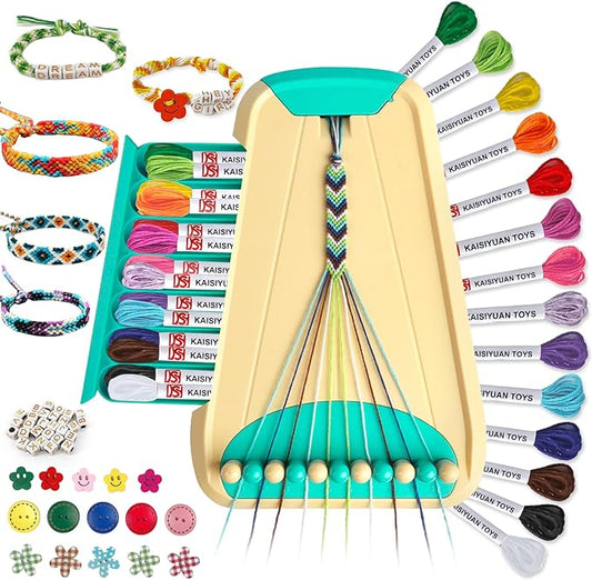 Arts and Crafts for Kids Ages 8-12,Friendship Bracelet Making Kit for Girl,Kids Jewelry Making Kit with 28 Pre-Cut Threads,Christmas Birthday Gifts for Ages 6 7 8 9 10 11 12 Year Old Cyan-CubbioJoy