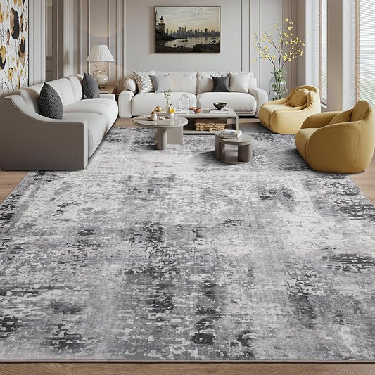 Kelarea Living Room Rug 6x9 Grey Rug Machine Washable Large Area Rugs, Non Slip Abstract Vintage Indoor Carpet for Bedroom, Nursery, Classroom, Dining Room, Home Office-CubbioJoy