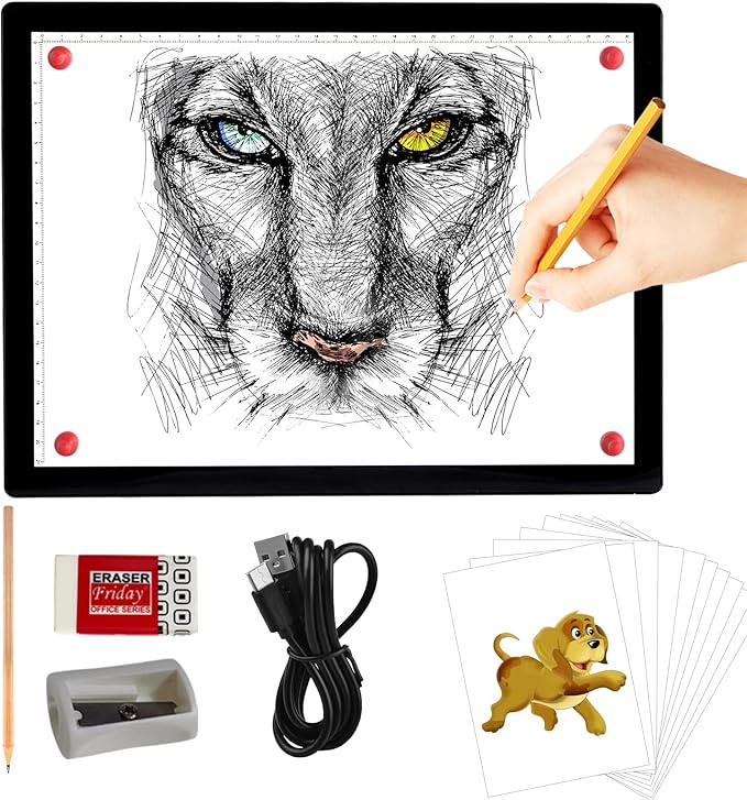 A4 Rechargeable Light Pad, KOBAIBAN Wireless Magnetic Tracing Light Box, 5 Levels Brightness LED Light Tablet Board, Cordless Battery Powered Light Drawing Table for 5D DIY Diamond Painting, Sketching-CubbioJoy
