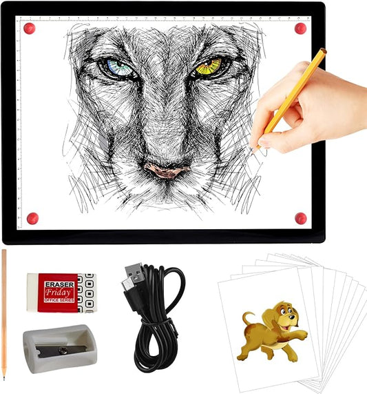 A4 Rechargeable Light Pad, KOBAIBAN Wireless Magnetic Tracing Light Box, 5 Levels Brightness LED Light Tablet Board, Cordless Battery Powered Light Drawing Table for 5D DIY Diamond Painting, Sketching-CubbioJoy