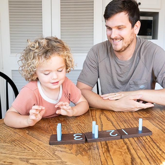 Counting Peg Board - Montessori Math and Numbers for Kids - Wooden Math Manipulatives Materials - Dark Walnut Stain-CubbioJoy