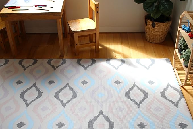 Cushmat Stylish Reversible Foam Play Mat (Large, Luxe NAT - Sage Grey Star) - Soft, Waterproof, Durable Play mat for Infants, Babies, Toddler, Kids & Grownup - 6.5ft x 4.5ft-CubbioJoy