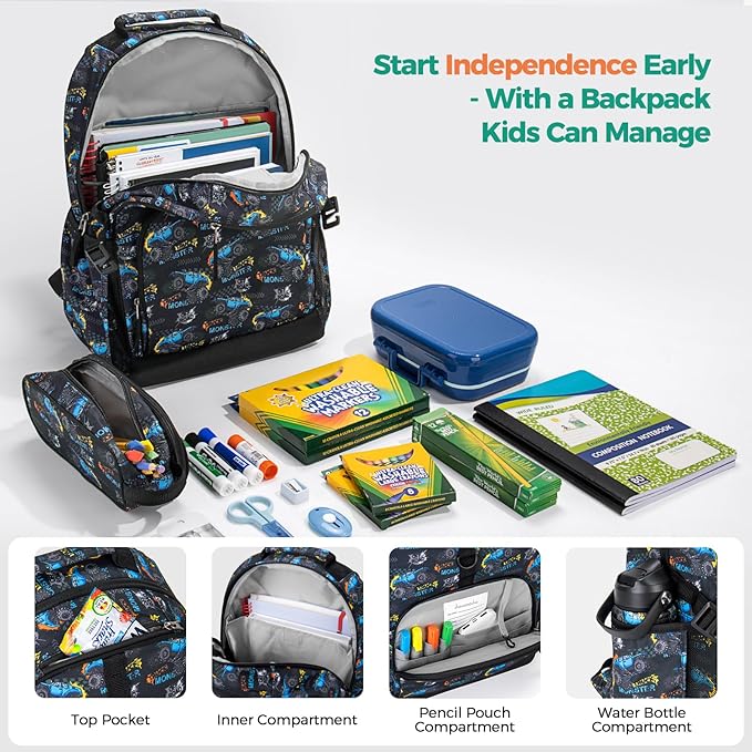 Choco Mocha Balls Backpack for Boys, Elementary School Backpack for Boys Ages 6-8 Kids Kindergarten Backpack Bookbag 17 Inch with Chest Strap, Blue-CubbioJoy