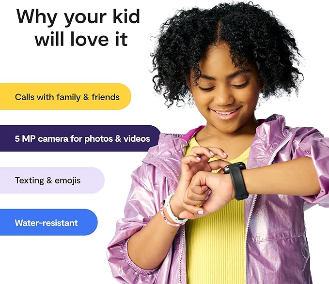 Bark Watch - Safest Smart Watch for Kids - Talk and Text - GPS Tracking - Text, Video, and Phone Monitoring - Manage All Contacts - SOS Button - CV16-CubbioJoy