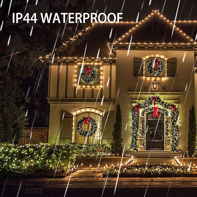 Dazzle Bright Christmas String Lights, 100 LED 33 FT Connectable Fairy Lights with 8 Modes, Waterproof Christmas Decorations for Indoor Outdoor Holiday Party Home Tree Decor (Warm White)-CubbioJoy