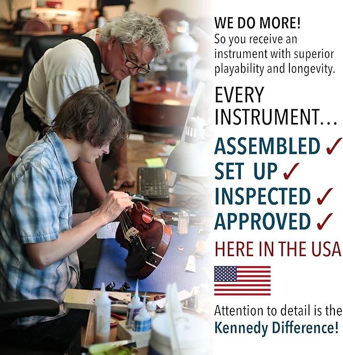 Bunnel Pupil Violin Outfit 1/2 Size Clearance By Kennedy Violins - Carrying Case and Accessories Included - Solid Maple Wood and Ebony Fittings RB300-CubbioJoy