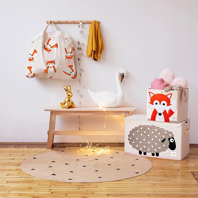 3 Sprouts Toy Storage Organizer: Toy Box Cube Organizer for Playroom, Nursery - Foldable Storage Bin - Fox-CubbioJoy