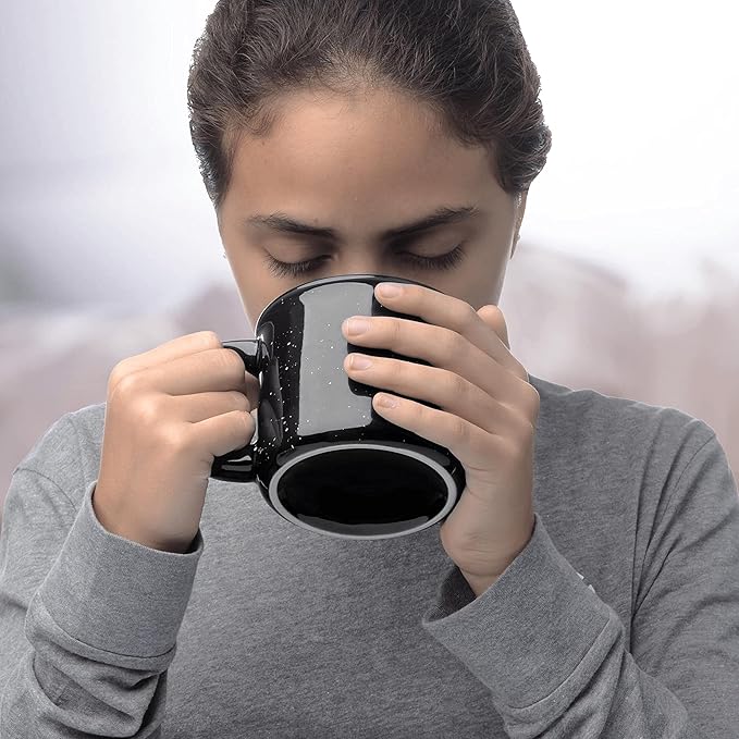 DISCOUNT PROMOS Ceramic Campfire Coffee Mugs 13 oz. Set of 10, Bulk Pack - Perfect for Tea, Espresso, Cappuccino, Hot Cocoa - Black-CubbioJoy